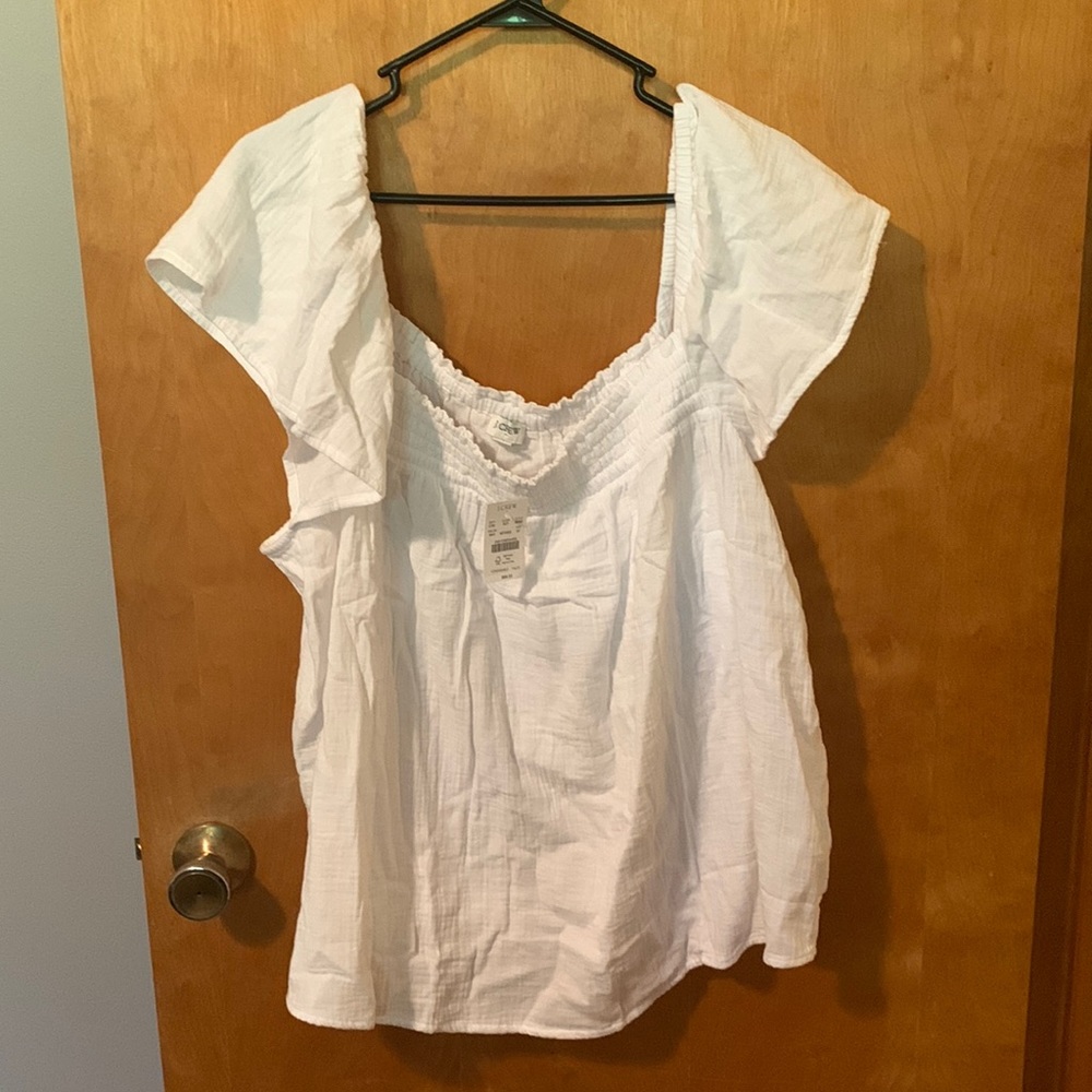 J. Crew Smocked Gauze Butterfly Sleeve Top Size 2x